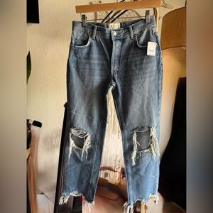 NWT We The Free Free People Distressed Straight Jeans